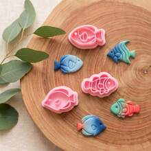 Cute Tropical Fish Clay Cutters Set, Ocean Animal Polymer Clay Molds, DIY Craft Tools For Summer Jewelry Making - Pink - View 4