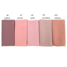 5pcs/Pack Breathable, Draping, No-Iron Modest Combination Chiffon Hijab, Solid Color For Abaya,Holiday,Travel Essential - Multicolor - View 2