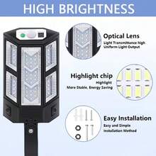 Solar Street Lights Outdoor Waterproof, 43 LEDs Small Solar Parking Lot Lights Dusk To Dawn, 3 Light Modes, Solar Wall Light Wide Angle Motion Sensor And Remote Control For Area Lighting Yard - Black - View 9