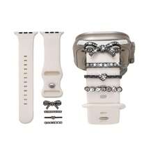 4pcs Zinc Alloy Pendant, Sparkling Rhinestone Bow & Crystal Ring Decorations, Luxury Shiny Watch Accessory Set, Suitable For Women To Make Your Watch More Charming And Brilliant (Watch Band Not Included) - Mouldless - View 11