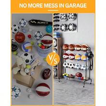 Basketball Rack, Rolling Basketball Shooting Training Stand, Sports Equipment Storage With Wheels, Four-Layer Organizer Holder With Two Basket Basketballs Footballs Volleyball - Black - View 5