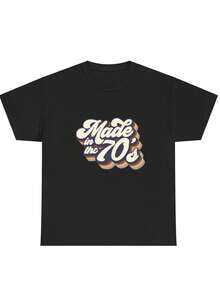 Camiseta de edición limitada con estampado de los años 70, de manga corta casual para mujer, 1 pieza,% de tela pesada - Cuello redondo cómodo, camiseta suave y bonita de algodón ligero. - Negro - Ver 5
