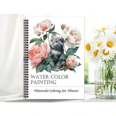 1 cuốn sổ vẽ màu nước mới, có sẵn đường viền, gáy xoắn, các trang có thể tháo rời, dễ tô màu, thích hợp cho giải trí, thư giãn và giết thời gian, thích hợp làm quà tặng (Không bao gồm bút)