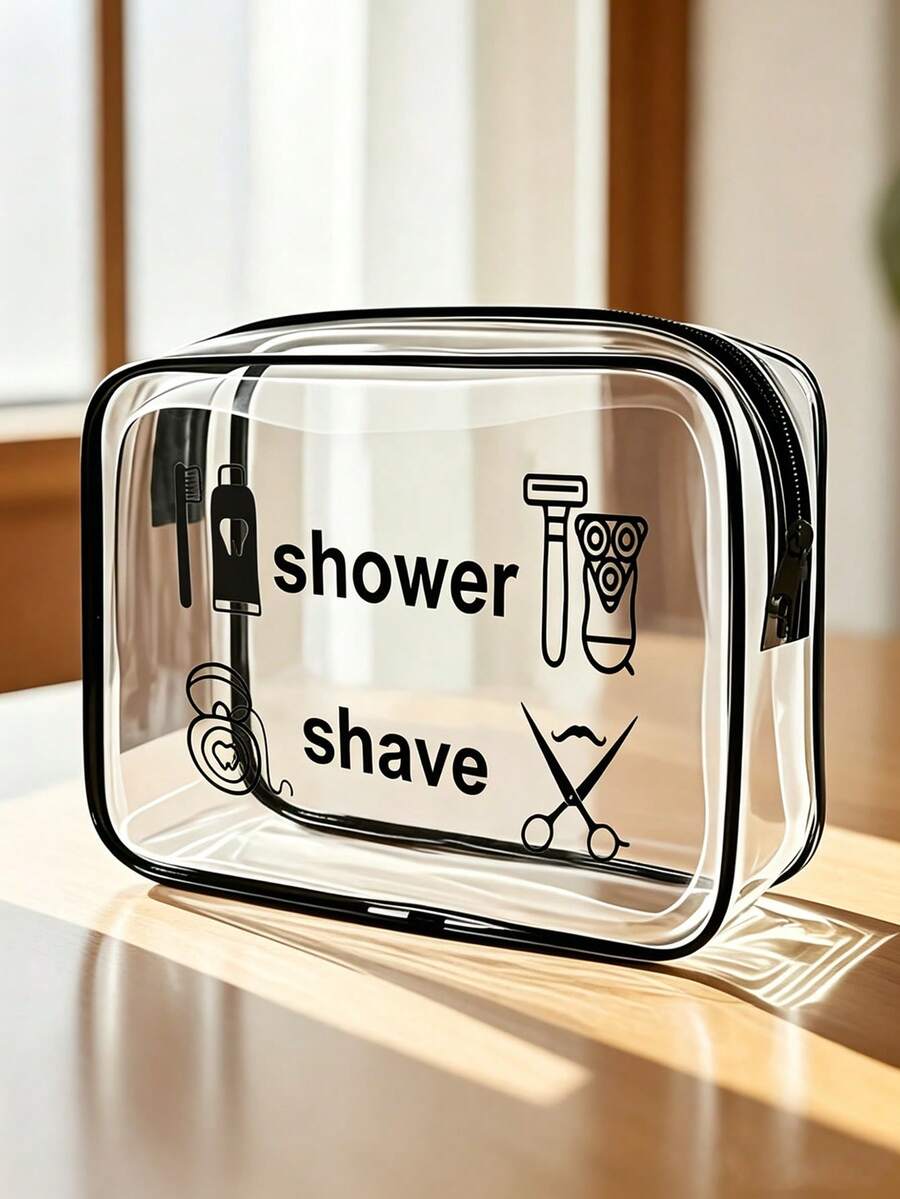 Transparent Toiletry Bag - Transparent Travel Storage Bag With Zipper Closure, Shower And Hair Care Partition Labels, Unisex Transparent Makeup Bag, Suitable For Gym, Vacation, Business Trip - Portable Bathroom Storage Bag, Gym Accessories, Minimalist Design, Durable - View 1