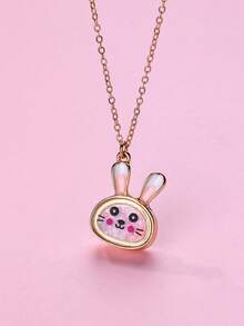 1pc Children's Cute Cartoon Colorful Bead Rabbit Pendant Necklace, Suitable For Daily Wear, Gift, Holiday - Multicolor - View 1