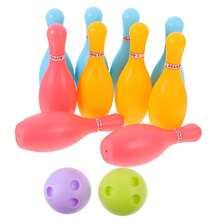 1 Set 12cm Plastic Bowling Set, 10Pcs Colorful Bowling Pins With 2 Balls, Indoor Outdoor Bowling Sports, Birthday Party & Family Activity - Multi-color 1 Set - View 8