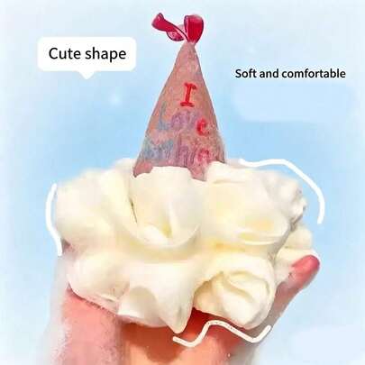1/2 miếng bọt biển tắm hình kem dễ thương không thể tháo rời, hình hoa tắm, dụng cụ chà rửa khi tắm, quả cầu tạo bọt.
