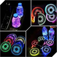JELLOO 2入 7色變色 LED 車用杯架燈，180mAh USB 充電式防水發光杯墊，汽車內飾配件 - 通用款-發光 - 查看 8