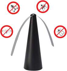 STARLEY - Ventilador Espantamoscas Silencioso para Mesa 25 cm – Repelente de Insectos Portátil para Comedor y Picnic, Color Negro (2 Pilas AA No Incluidas) - Negro - Ver 4