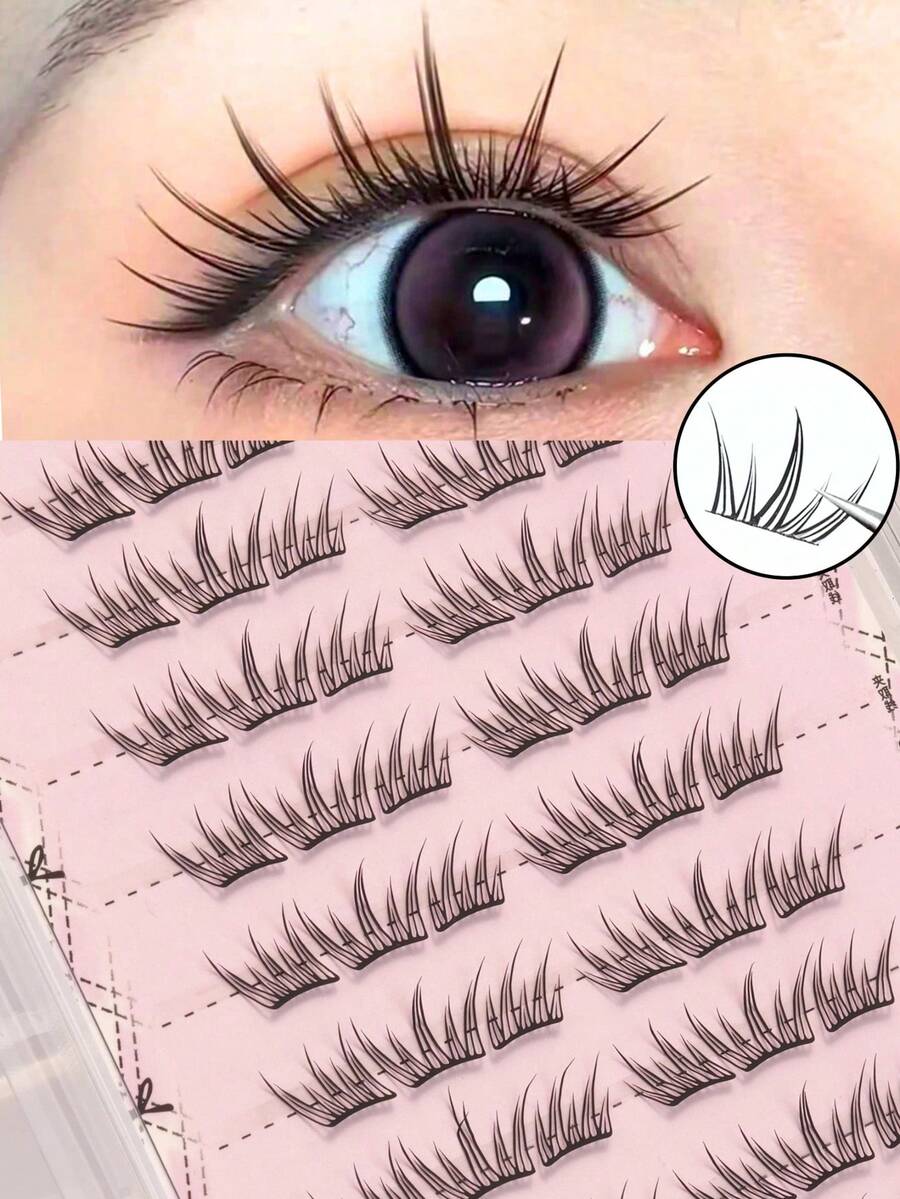 60-Cluster False Eyelashes, C-Curl, Mixed Length 10-12mm, DIY Natural Style For Beginners, Daily Wear, Christmas, Halloween, And Other Occasions. - C - View 1