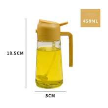 2pcs, 450ml Wide Mouth Glass Oil Dispenser Bottle, Squeeze Pump Sprayer For Kitchen, Cooking, Baking - Multicolor - View 4