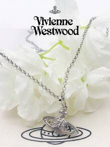 Vivienne Westwood Bộ sưu tập Mini Bas Relief, Dây chuyền Saturn cổ điển, mạ bạc, chất liệu đồng thau. - Bạc - Xem 6