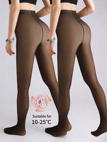 女士舒适加厚保暖连裤袜，女士高腰半透明弹力连裤袜，适合秋冬季穿着 - 彩色 - 查看 33