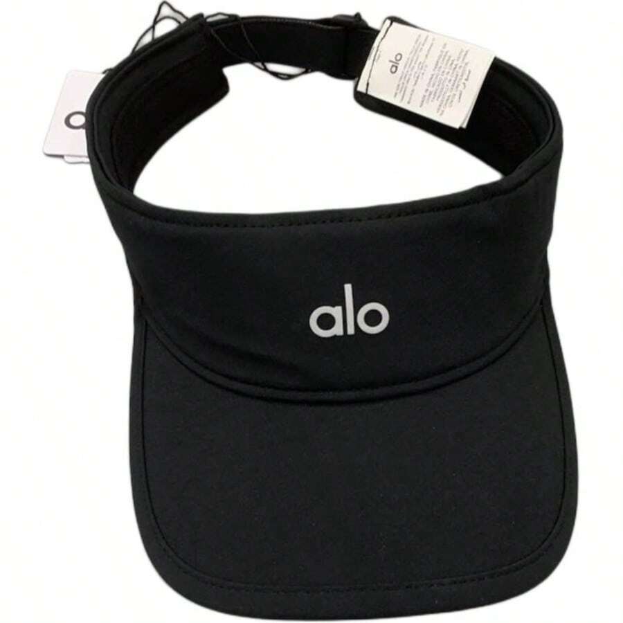Alo Yoga Solid Color Letter Logo Decorative Design Fabric Sun Hat, Unisex Couple Style, Black, White. - 黑色 - 查看 1