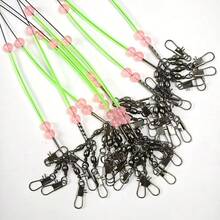 Avlcoaky 10pcs/Set Fishing Wire Leader With Green Luminous Beads - Multi-Snap Anti-Tangle Rig For Sea Lake River Fishing - Multicolor - View 4