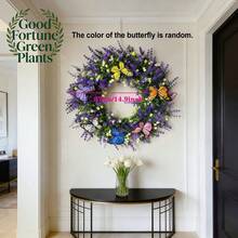 13.78 Inch Lavender Artificial Flower Wreath - Perfect For Spring Home Decor, Maintenance-Free, Suitable For Valentine's Day Decor, Anniversary, Easter, Holiday Gifts, Garden And Patio Decor, Couple Gifts, Porch Hanging - Multicolor - View 5