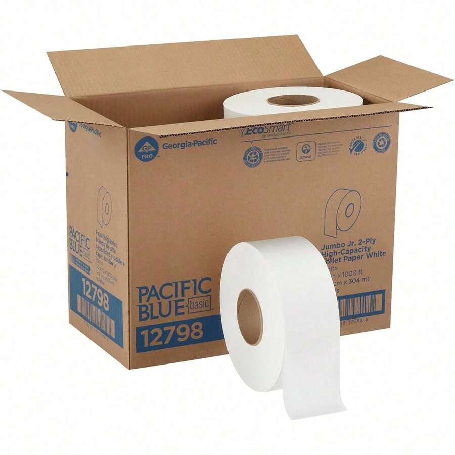 Pacific Blue Select 2-Ply Jumbo Jr. 9" Toilet Paper By GP PRO (Georgia-Pacific), 13728, 1,000 Linear Feet Per Roll, 8 Rolls Per Case - 太平洋藍基礎 - 查看 1