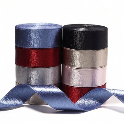 5 Yardas/Rollo de Cinta de Terciopelo Brillante de Doble Cara, Cinta de Satén con Perlas de 25mm para Embalaje de Regalos Elegantes, Decoración de Ropa, Accesorios para el Cabello, Decoración del Hogar y Muebles, Cinta Decorativa Hecha a Mano para Diademas con Moños