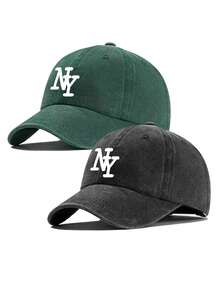 2pcs Unisex Letter Decor Vintage Washed Baseball Cap, Trucker Hat, Dad Hat, Suitable For Outdoor, Travel, Hiking, Beach - C - View 15