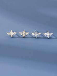 1 Pair S925 Sterling Silver Geometric Rhinestone Earrings, Minimalist Niche Design Versatile Commuter Earrings For Women - Geometry 1 - View 3