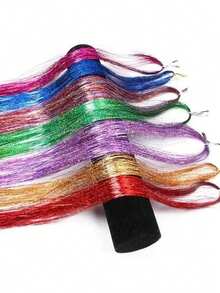12 Colors Shiny Hair Braiding Tool Set, Heat Resistant Glitter Fairy Hair Accessories, Suitable For Women Girls Makeup Ball Cosplay - Multicolor - View 9