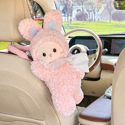 Cartoon Rabbit Plush Tissue Box, Car Sun Visor Tissue Holder