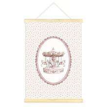 1pc Framed/Unframed Pink Floral Carousel Nursery Canvas Poster Cute Cottagecore Wall Art Print Minimalist Baby Girl Room Decor Chic Scroll Painting For Playroom,Kids Room,Bedroom,Modern Home Decoration - A - View 5