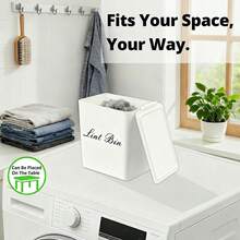 Artilife Magnetic Plastic Lint Bin With Lid For Laundry Room, 6 X 5 Inch Compact Wall Mount Lint Holder For Dryer, Small White ABS Trash Can For Dryer Lint And Sheets - MàuB - Xem 3