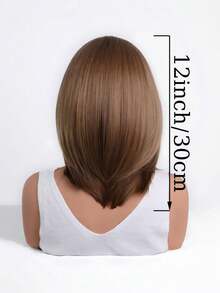 12 Inch Layered Middle-Parted Bobo Wig, Suitable For Summer Daily Wear, Parties, Cosplay, Music Festivals And Holidays, A Practical Gift For Girls - Camel - View 7