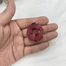 30-40mm Natural Agate Crystal Tooth Semi-Precious Stone Asymmetrical Pendant Necklace - Irregular Geode Pendant - View 10