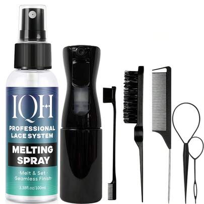 120ml 蕾丝融化喷雾和造型喷雾，含 1 个黑色头带和 1 个眉刷