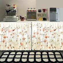 1 pieza Mantel corto de felpa de poliéster con estampado floral colorido, cortina colgante conveniente para gabinetes de cocina, decoración ideal para el hogar en la cocina, lavandería, armarios de almacenamiento, también se puede usar como cenefa de ventana - Multicolor - Ver 4