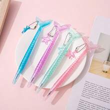 Bộ 6 bút bi gel lấp lấp lánh hình đuôi nàng tiên cá, kèm mặt dây chuyền hình sao biển, thân bút hình bầu dục bằng nhựa, nắp bấm, ngòi cỡ trung bình, mực đen 0.5mm, thích hợp cho người lớn. - Bút nàng tiên cá - Xem 8
