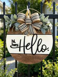 Hi Hey Hello Front Door Wreath, Hello Door Hanger, Hello Door Sign, Bow Decor Welcome Sign, Fashionable Door Hanger, Modern Door Hanger, Front Door Wreath, Home Decor, Wall Decor, Housewarming Gift - Hi Flower Wreath - View 11