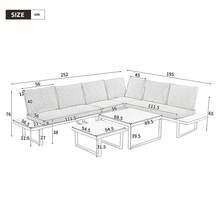 Garden Furniture Set, Corner Configuration, With Adjustable Tilt Function (5 Positions, Up To 55°), Galvanized Steel Tubing, Plastic Wood Tabletop, With Two Coffee Tables - Camel - View 5