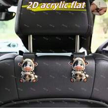 1/2/3pcs Adorable Milk Tea Cow Design Car Seat Back Hanger With Integrated Backrest Hidden Storage Hook, Multifunctional Car Organizer Accessories For Vehicle Interior Organization And Daily Commute Storage Solutions - Multicolor - View 4
