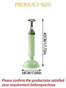 1 pieza Limpiador de desagüe de alta presión, Ventosa para inodoro, Herramienta de desatasco de tuberías para el hogar, cocina y baño - Verde - Ver 2