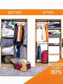 Travel Space Saving Vacuum Storage Bags, 3 Sizes Thick Leak-Proof Reusable Clothes Quilt Compression Bags, Dust Moisture Proof Wardrobe Luggage Organizer - 查看 6
