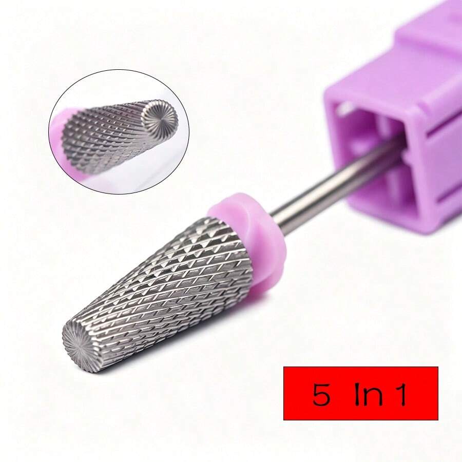 5-en-1 Forets de polissage d'ongles en acier au tungstène, Forets de manucure, Retrait d'ongles d'orteils, Convient pour les outils de polissage d'ongles en acrylique et en gel - Prune - Voir 1