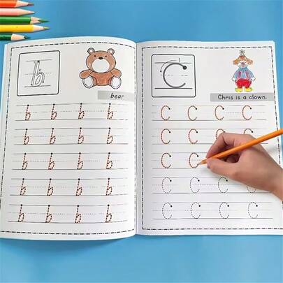 A-Z英文字母练习本，初学者练字套装 - 儿童及初学者练字，早期学习及家庭作业辅助工具