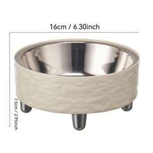 1pc Stable 4-Leg Stainless Steel Pet Bowl With Water Ripple Pattern, Suitable For Cats And Dogs, Non-Staining, Detachable For Easy Cleaning - 300ml - View 2