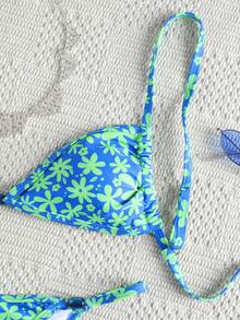 Bộ bikini nữ thanh lịch, gợi cảm, màu xanh công họa tiết hoa nhí, kiểu dáng thường ngày, áo tắm 2 mảnh hở lưng, dây mảnh, chất liệu co giãn cao. Thoải mái và bền bỉ, được làm từ vải co giãn cao, đồ bơi đi biển thanh lịch, lý tưởng cho kỳ nghỉ hè, du lịch biển, tiệc tùng, các hoạt động bên bờ biển, lựa chọn hoàn hảo cho bãi biển hoặc hồ bơi thời trang. - Nhiều màu - Xem 4