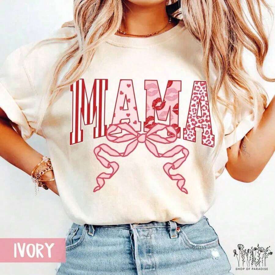 100% Cotton T-Shirt For Mom For Valentine's Day, Retro T-Shirt For Mom, Valentine's Day Gift For Mom, Gift For New Mom, Pregnancy Announcement, Valentine's Day T-Shirt - Unisex For Women And Men, Stylish Everyday Campus Wear - White - View 1
