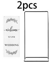 2pcs/Set - Adjustable "Welcome To Our" Wedding Sign Stand + Wedding Welcome Banner / Standard Ceremony Banner, Suitable For Wedding, Birthday Party, Baby Shower, Graduation Ceremony And Holiday Party Decorations - Multicolor - View 9