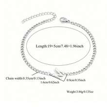 1pc Simple Classic Silvery Initial Pendant Stainless Steel Chain Bracelets For Men - Silver - View 2