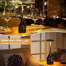 1/2PCS Rechargeable Wine Bottle Table Lamp, Dimmable LED Night Light With Adjustable Color Temperature, Creative Cordless Decorative Lamp For Bedroom, Dining Room, Patio, Bedside And Desktop Decor - Black - View 8