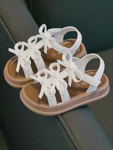 Sandalias de playa estilo princesa para niñas, primavera/verano, nueva moda, con lazo dulce y suela blanda - Albaricoque - Ver 1
