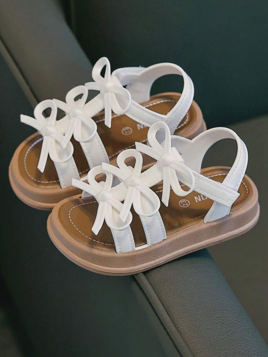 Sandalias de playa estilo princesa para niñas, primavera/verano, nueva moda, con lazo dulce y suela blanda - Albaricoque - Ver 1