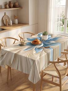 1 buah Taplak Meja Bunga Abstrak Biru & Putih, Taplak Meja Makan Seni Cetak Datar 2D, Gaya Minimalis Modern, Cocok Untuk Dekorasi Restoran, Dapur, Pesta, dan Perjamuan - A - View 4