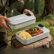 3-In-1 Portable Bento Box Warmer Stainless Steel Insulated Lunch Box With Adjustable Temperature Control. Ideal For Home And Travel Use. The Perfect Gift Choice. - Grey - View 1